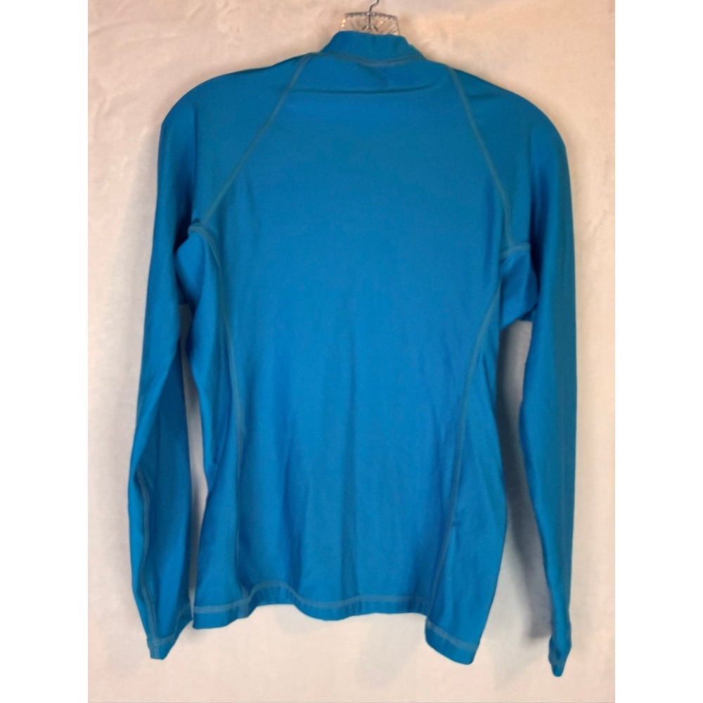 Goddess Rash Guard Shirt Women L Blue EUC Long Sleeve Mock Neck‎ Made in USA - Picture 3 of 7
